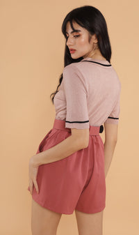 CASS Bear-Patch Knit Polo (Dusty Pink)