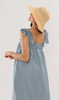 ADELYN Tie-Strap Maxi Dress (Powder Blue)