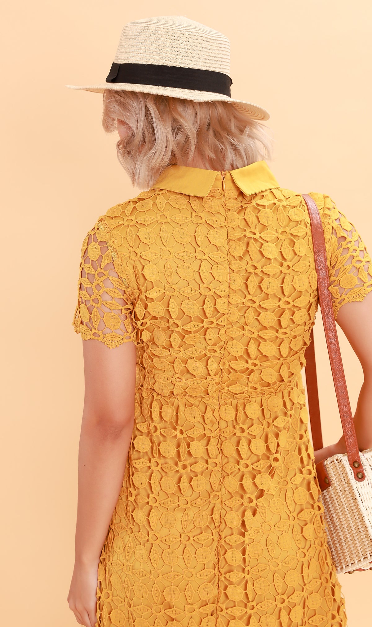 VICTORIA Lace Overlay Dress (Dandelion)