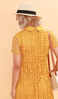VICTORIA Lace Overlay Dress (Dandelion)