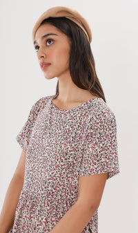 KORA Tiered Floral Maxi Dress (Cream)