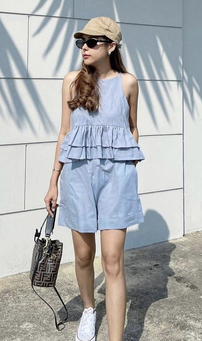 ADRIEL Halter-Neck Linen Co-ord (Powder Blue)