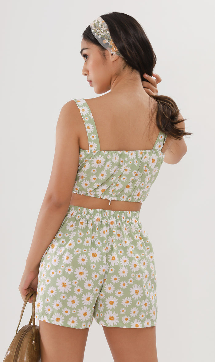 AMBER Cropped Floral Co-ord (Sage)