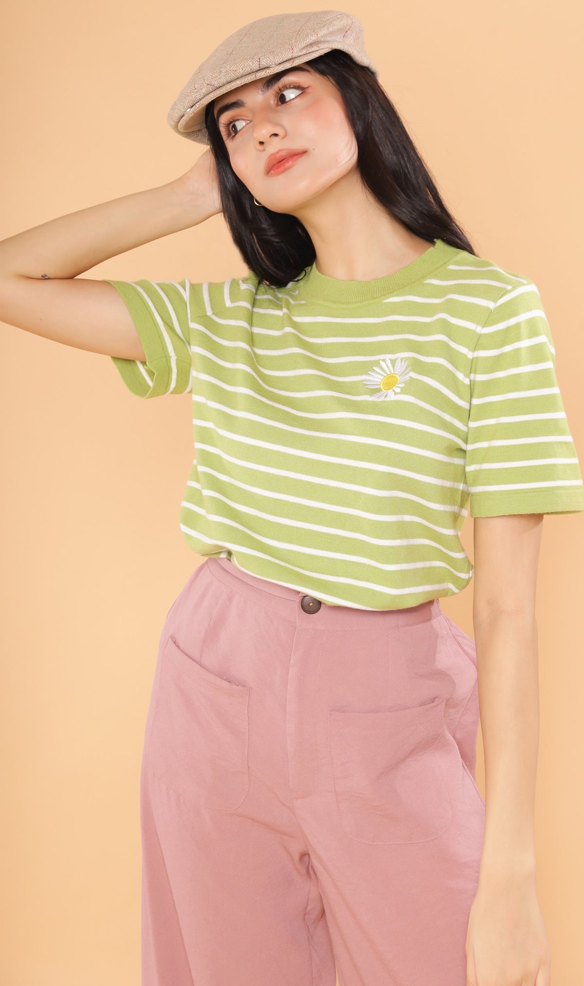 CLOVER Front-Pocket Flowy Pants (Pink)
