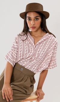 GRACEN Oversized Collared Top (Red)
