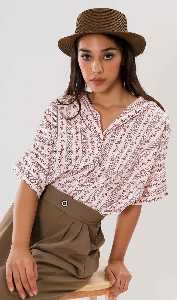 GRACEN Oversized Collared Top (Red)