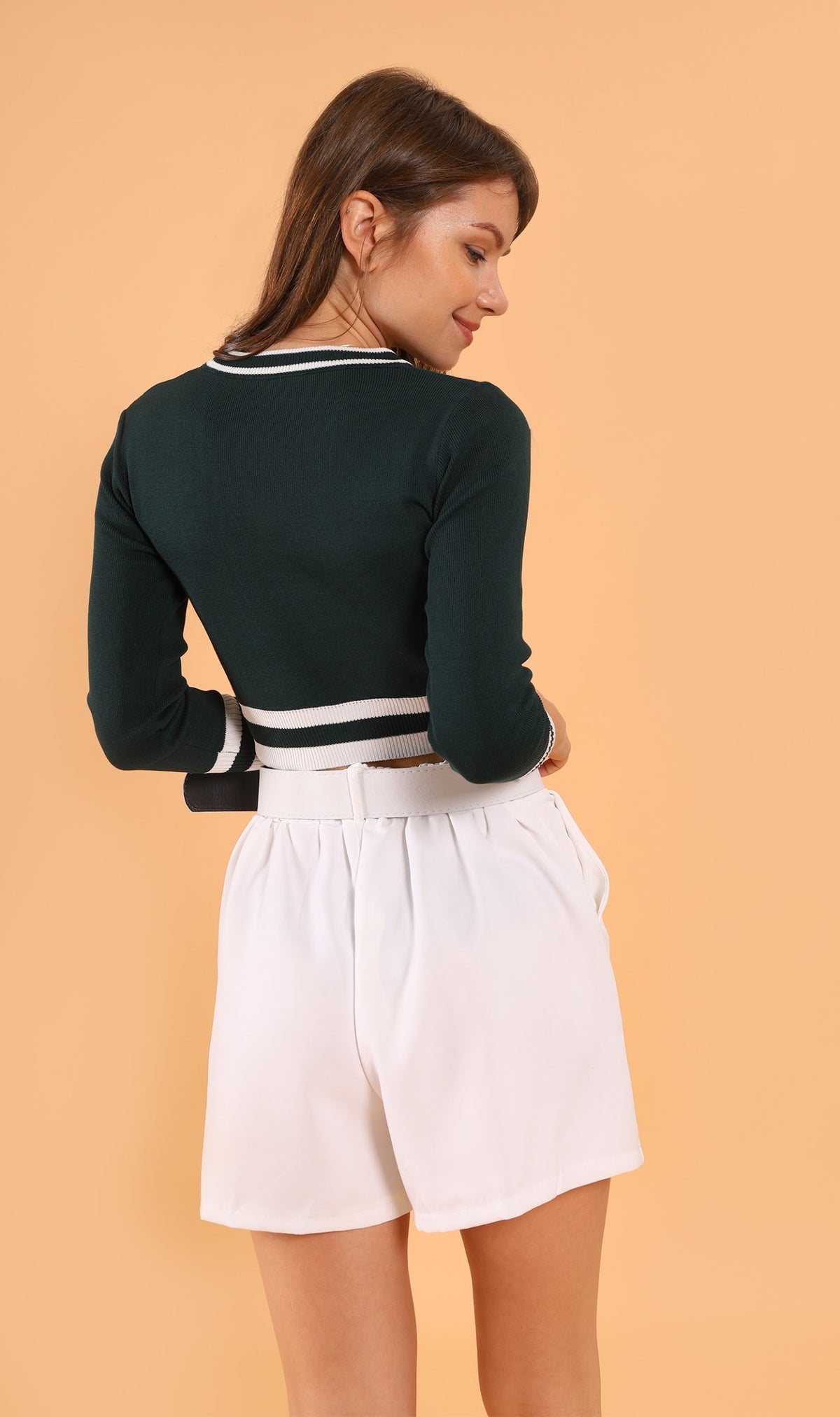 CAMILA Cropped Knit Sweater (Emerald Green)