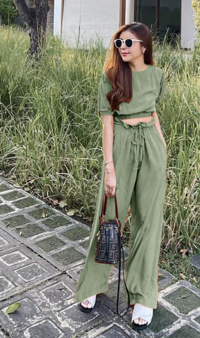NIA Short-Sleeve Top & Pants Co-ord (Sage)