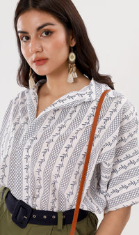 GRACEN Oversized Collared Top (Navy)