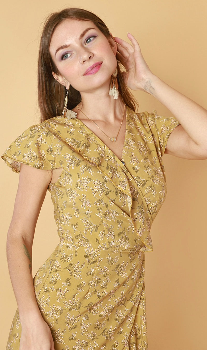 AMBROSIA Wraparound Dress (Mustard)