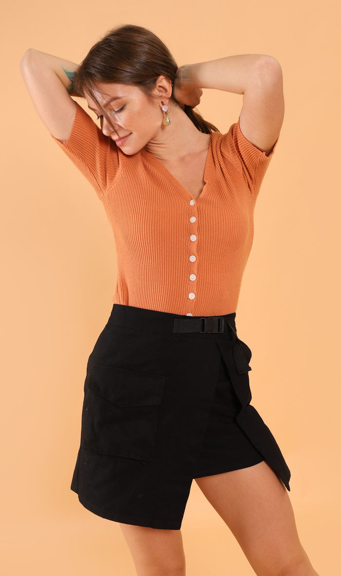 AUSTINE Cargo Wrap Skirt (Black)