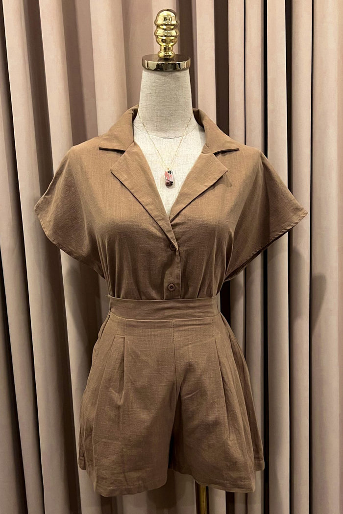 AVERY Linen Top & Shorts Co-ord (Mocha Brown)