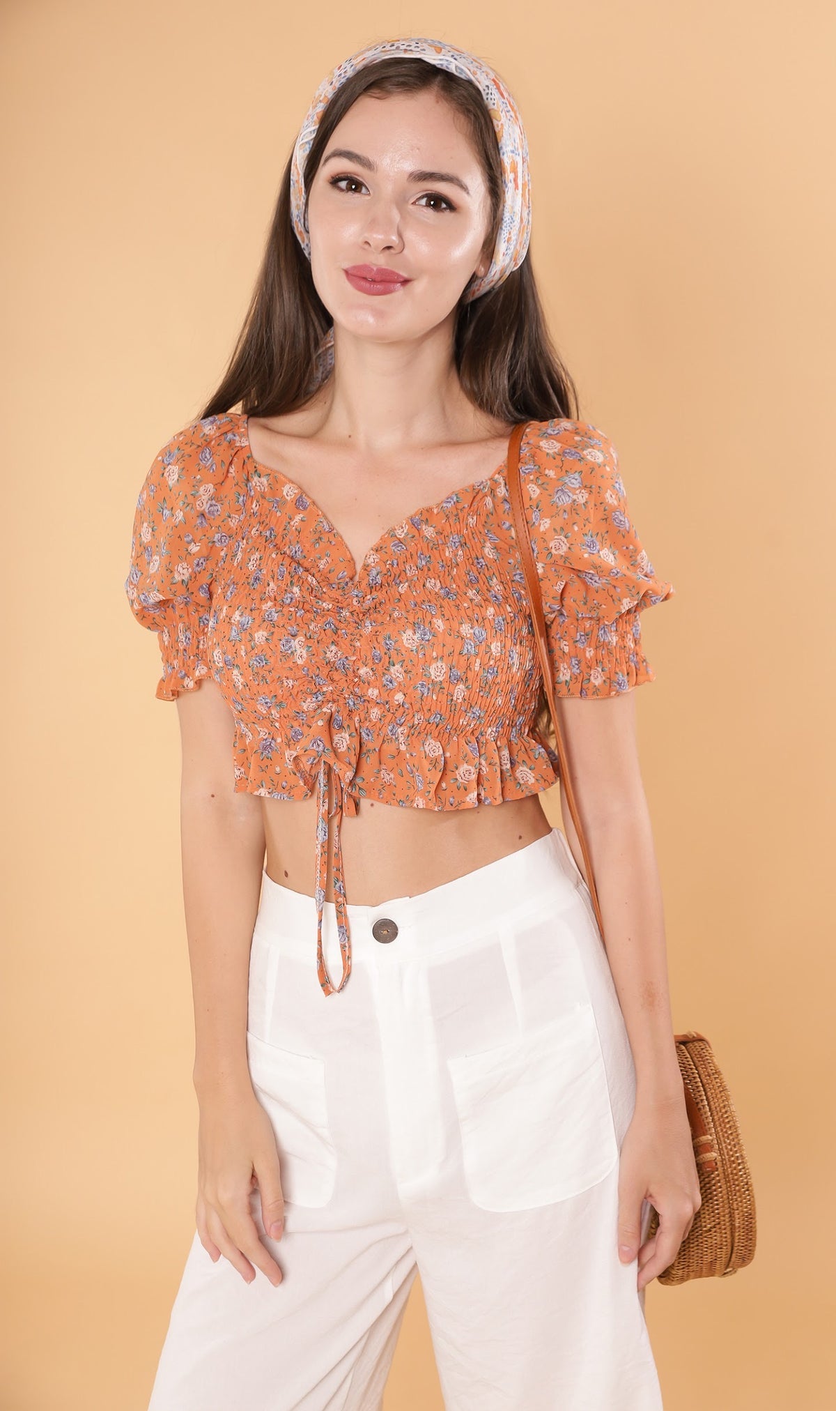 LIV Drawstring Crop Top (Sunkist)