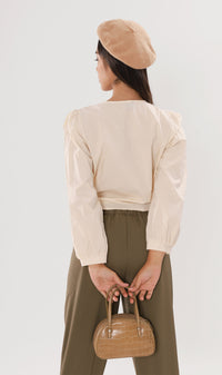 EZRA High-Waisted Pleated Tailored Trousers (Olive Brown)