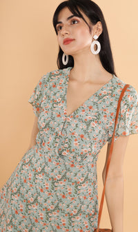 ERIS Floral Midi Dress (Sage)