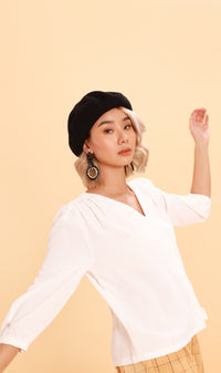 STELLA Button-Down Long-Sleeve Top (White)