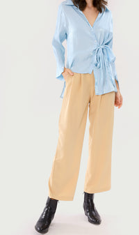 SUTTON High-Waist Flowy Pants (Latte)