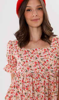JADE Tiered Puff-Sleeve Dress (Pink)