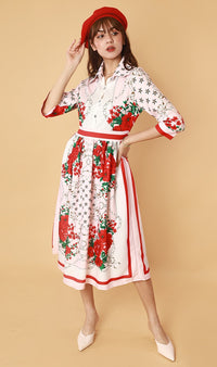 QUINCE Long-Sleeve Collared Dress (Pink)