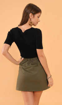 AUSTINE Cargo Wrap Skirt (Army Green)