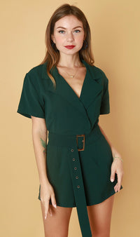 CLEMENTINE Belted Romper (Emerald)
