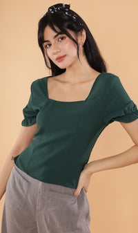 TANSY Square-Neck Top (Emerald)