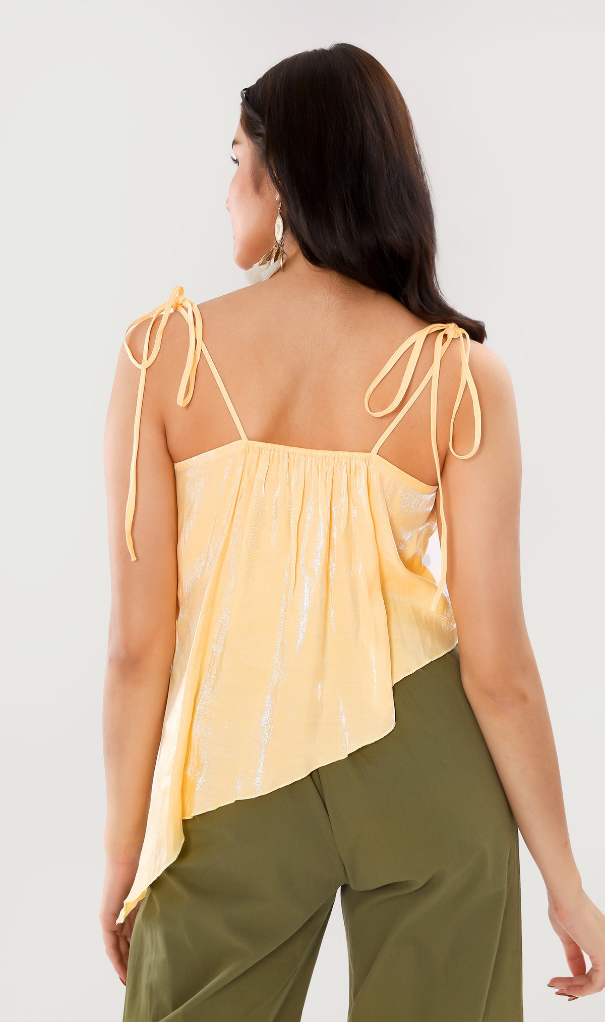 NADINE Ruched Tie-Strap Top (Yellow)