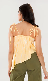 NADINE Ruched Tie-Strap Top (Yellow)