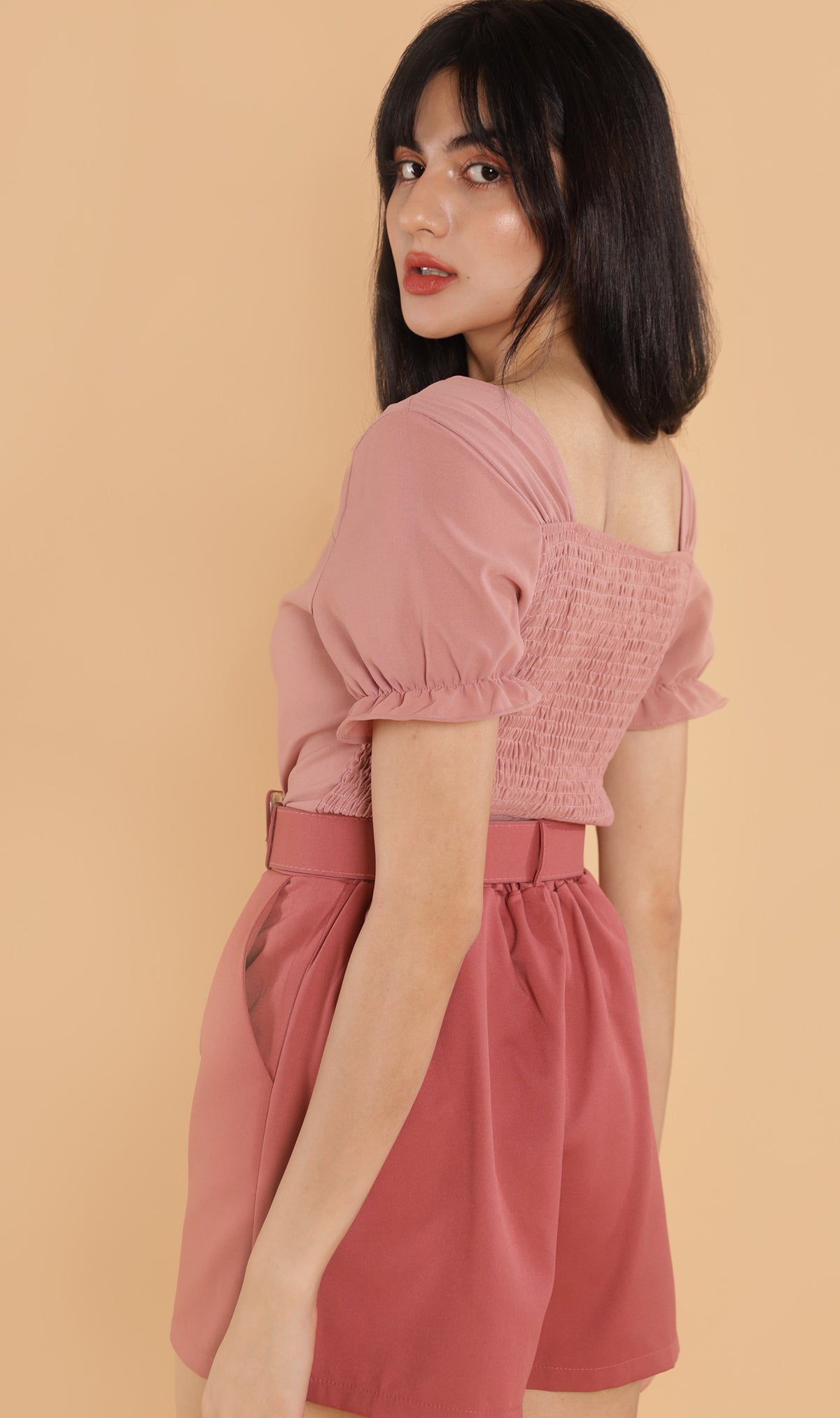 TANSY Square-Neck Top (Dusty Pink)