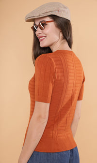 HAYES Crew-Neck Knit Top (Rust)