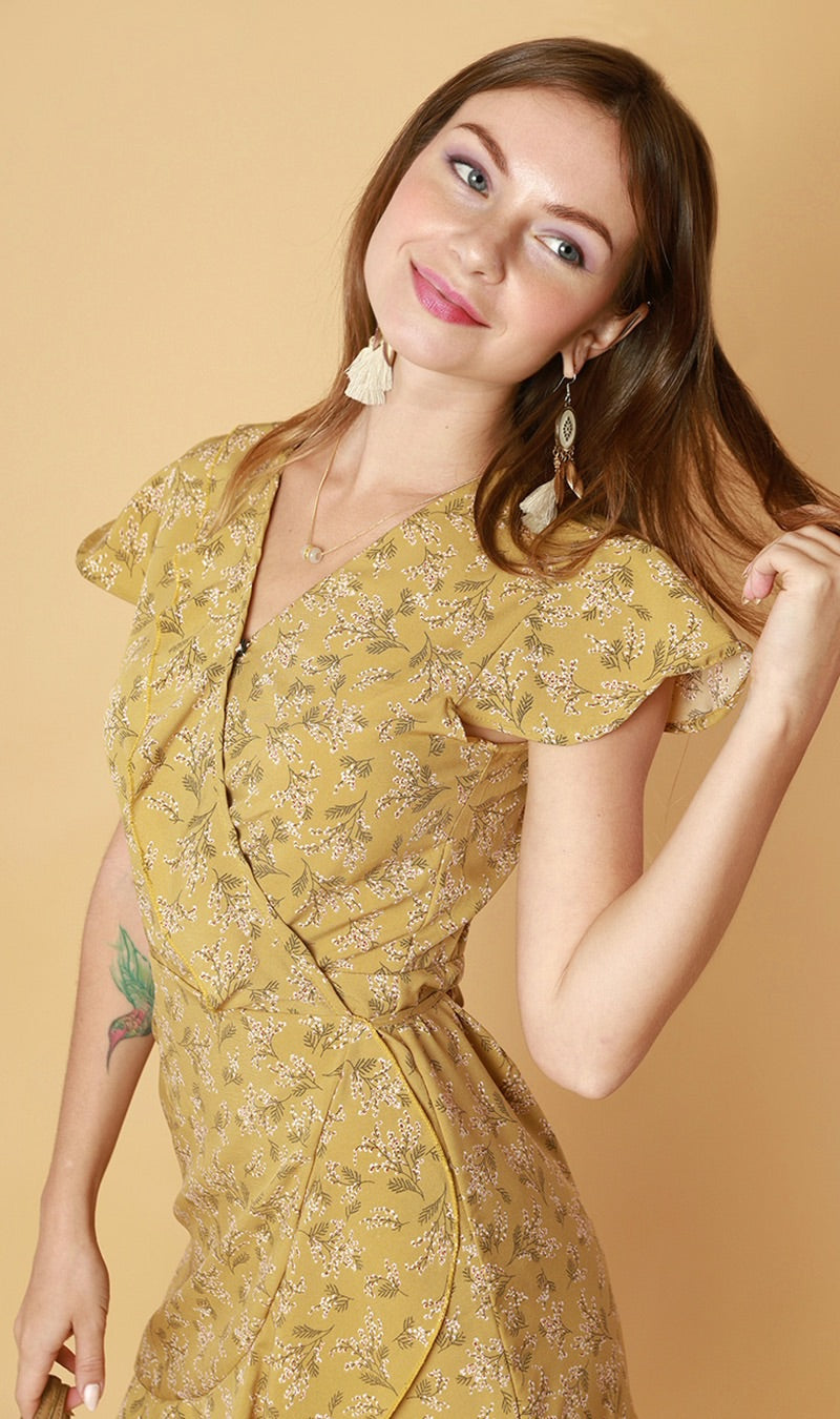 AMBROSIA Wraparound Dress (Mustard)