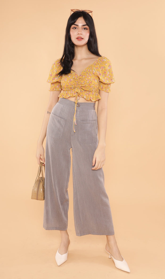 LIV Drawstring Crop Top (Yellow)