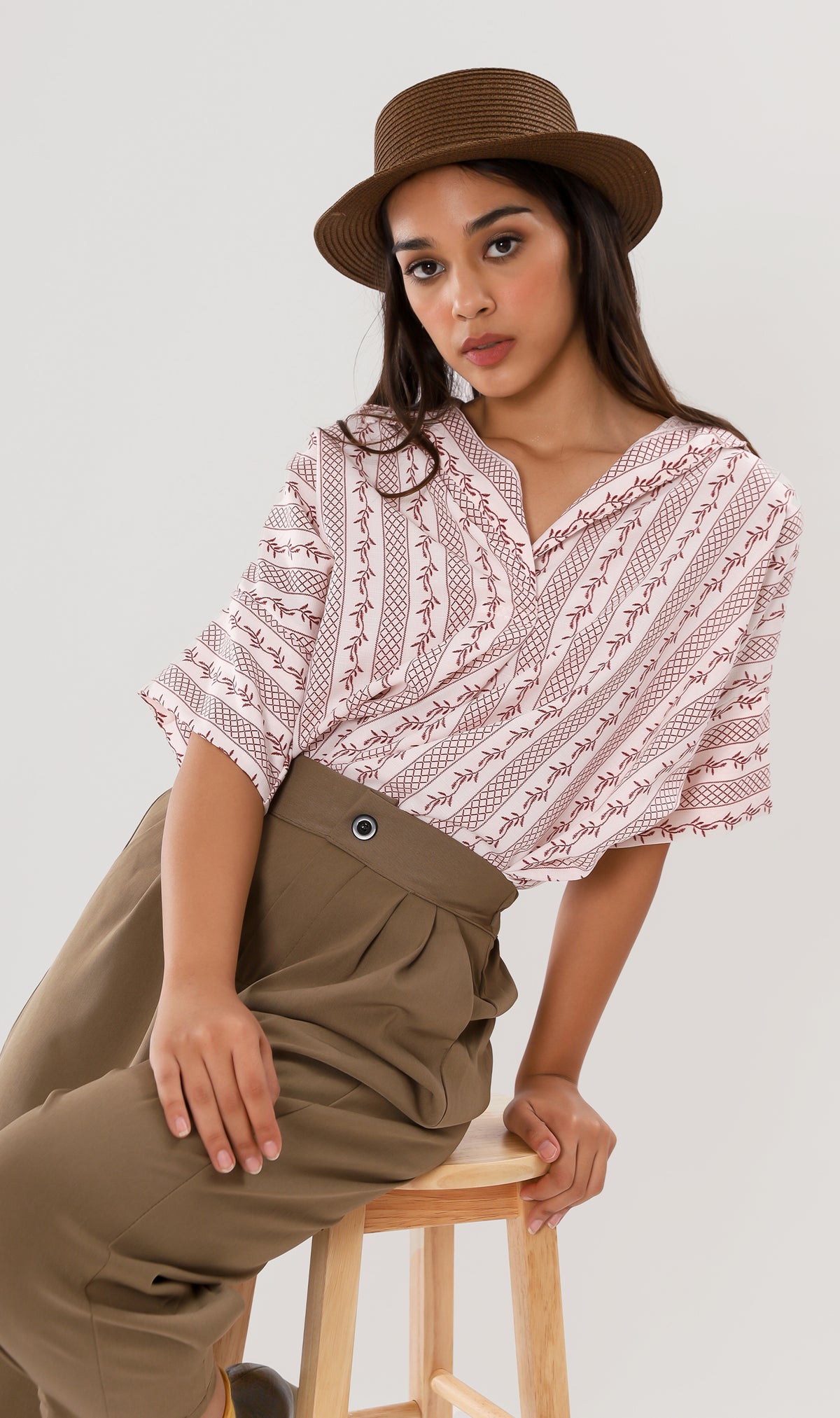 GRACEN Oversized Collared Top (Red)