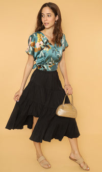 SUKI Tiered Midi Skirt (Black)