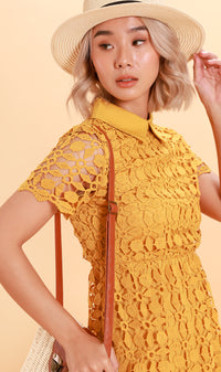 VICTORIA Lace Overlay Dress (Dandelion)