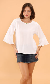 LAYLA Flared-Sleeve Top (White)