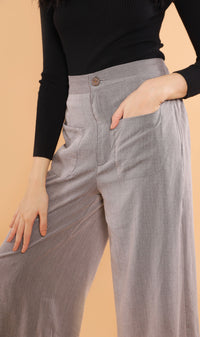 CLOVER Front-Pocket Flowy Pants (Grey)