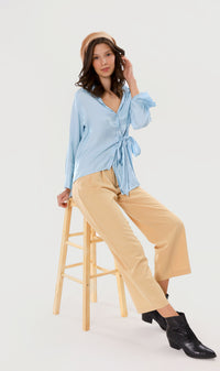SUTTON High-Waist Flowy Pants (Latte)