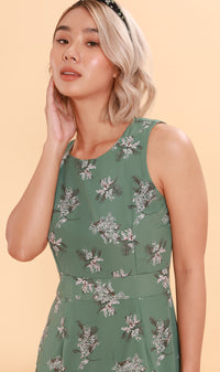 ADA Pleated-Hem Mini Dress (Sage)
