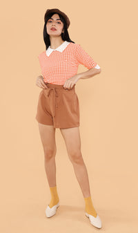 STEFANI Collared Knit Top (Sunkist)