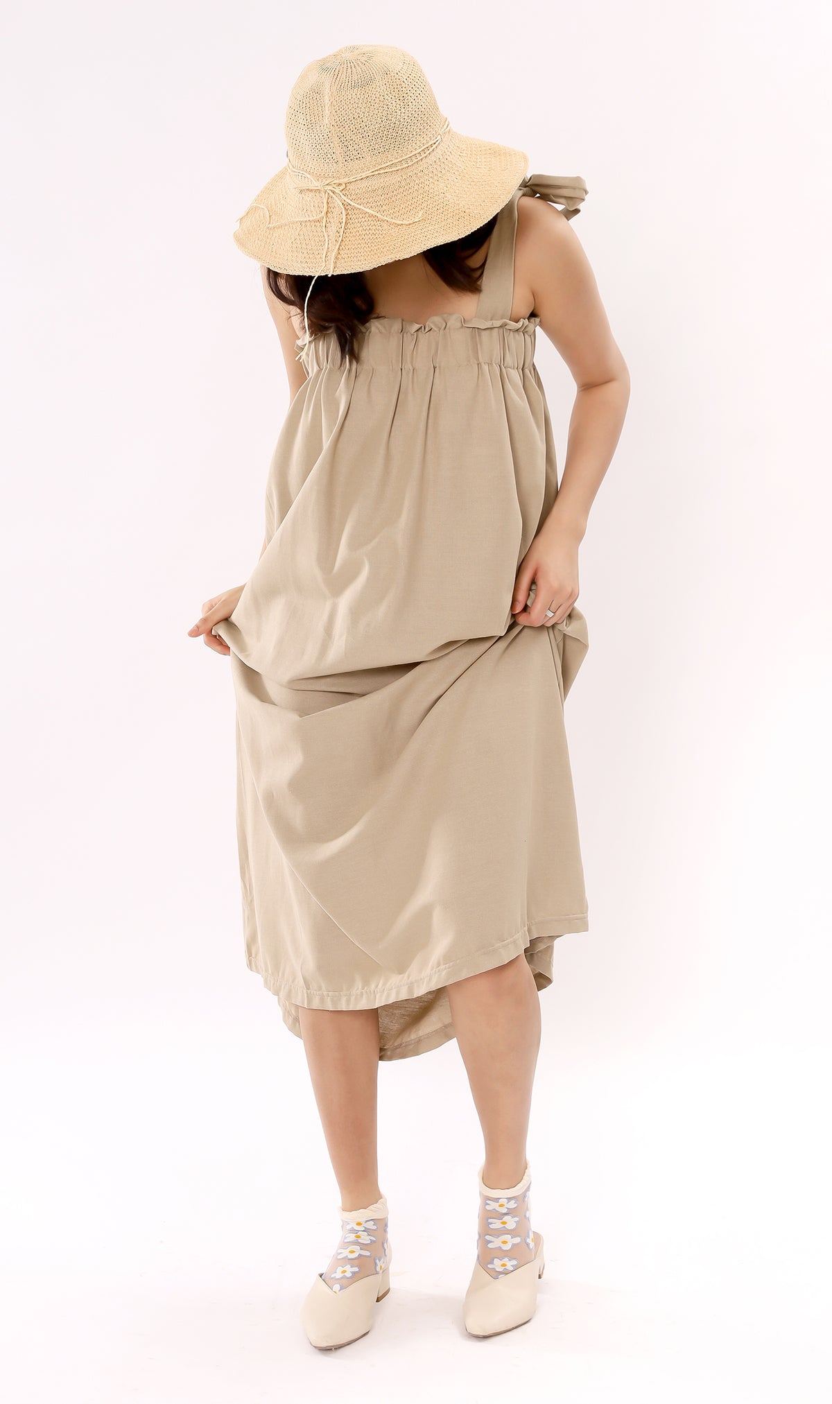 ADELYN Tie-Strap Maxi Dress (Oat)