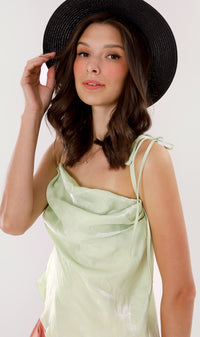 NADINE Ruched Tie-Strap Top (Mint Green)