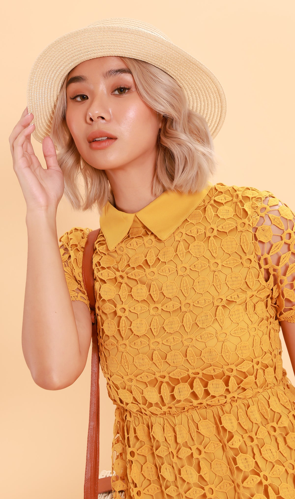 VICTORIA Lace Overlay Dress (Dandelion)