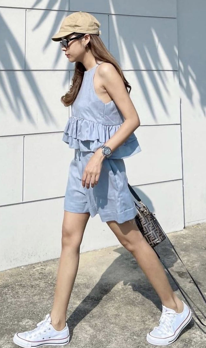 ADRIEL Halter-Neck Linen Co-ord (Powder Blue)