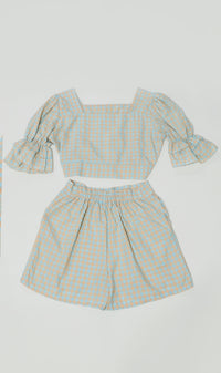 ZENNI Cropped Plaid Co-ord (Pastel Green)