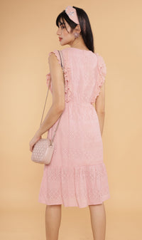 NERINE Ruffled Eyelet Dress (Blush)