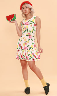 ADA Pleated-Hem Mini Dress (White)
