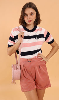 SIMONE Striped Bermuda Shorts (Dusty Rose)