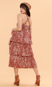 VIVIAN Tiered Dress (Old Rose)