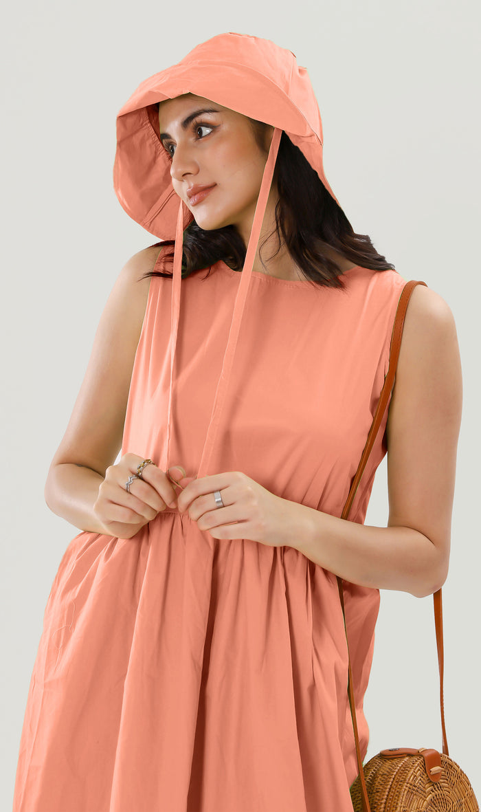 HARLEEN Sleeveless Maxi Dress w/ Hat (Salmon)